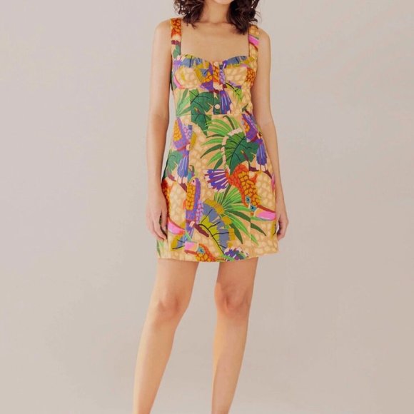 FARM Rio. Sand Painted Toucans Mini Dress Small - Picture 5 of 15